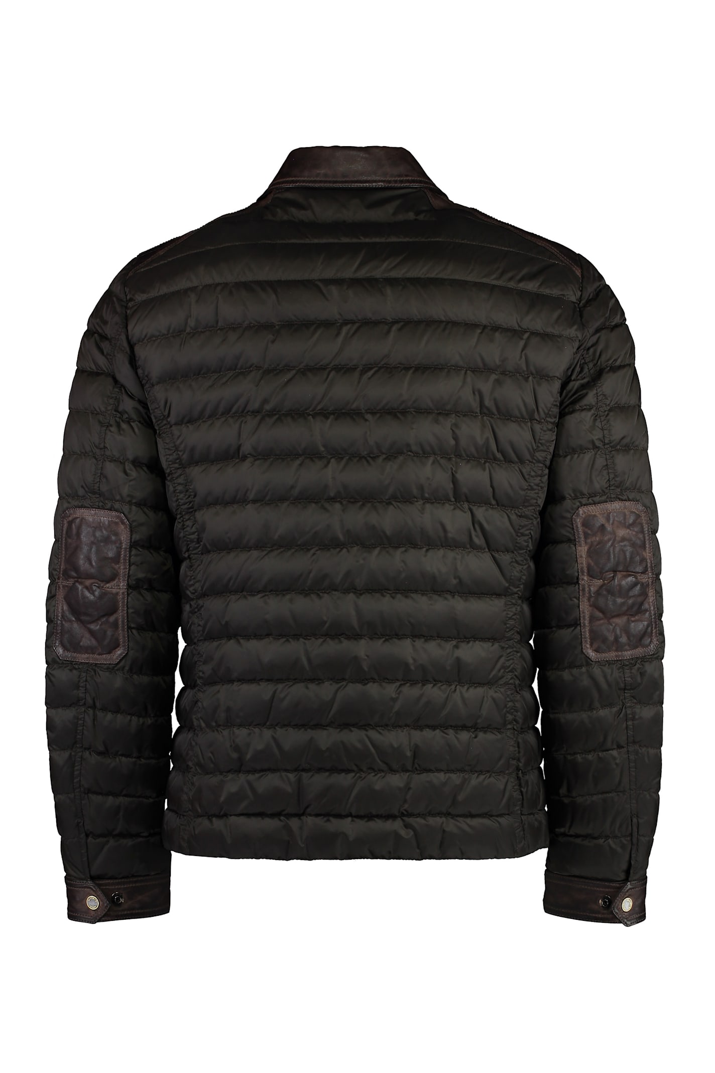 Moorer Crespi Leather Inserts Down Jacket In Brown