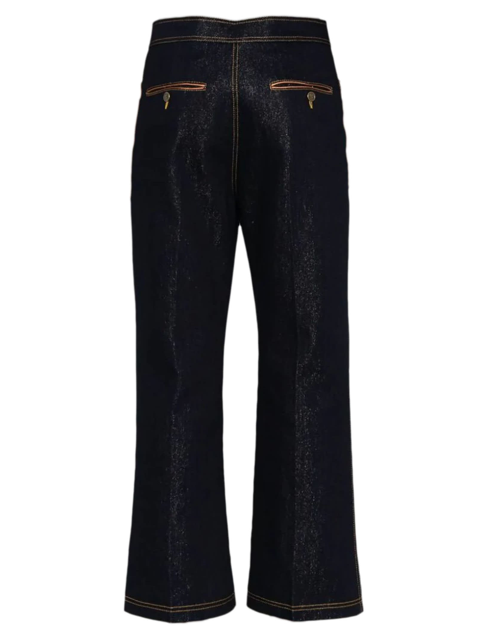 Shop Etro Pegaso-buttons Cropped Jeans In Blue