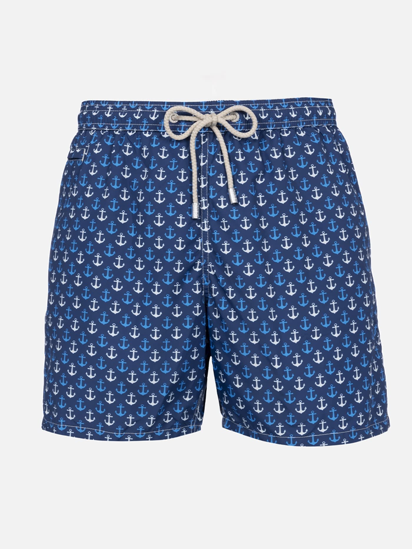 MC2 SAINT BARTH MAN LIGHTWEIGHT FABRIC SWIM-SHORTS LIGHTING MICRO FANTASY WITH ANCHOR PRINT