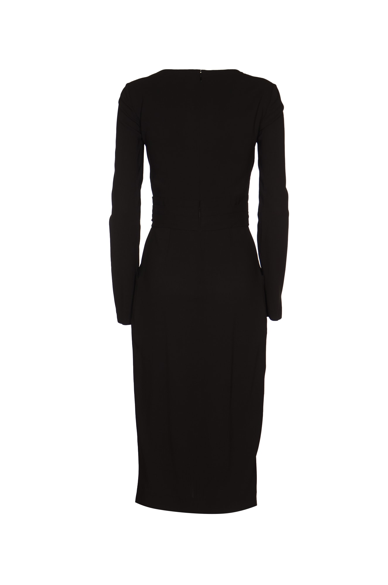 Shop Alberta Ferretti V-neck Long Dress In Black