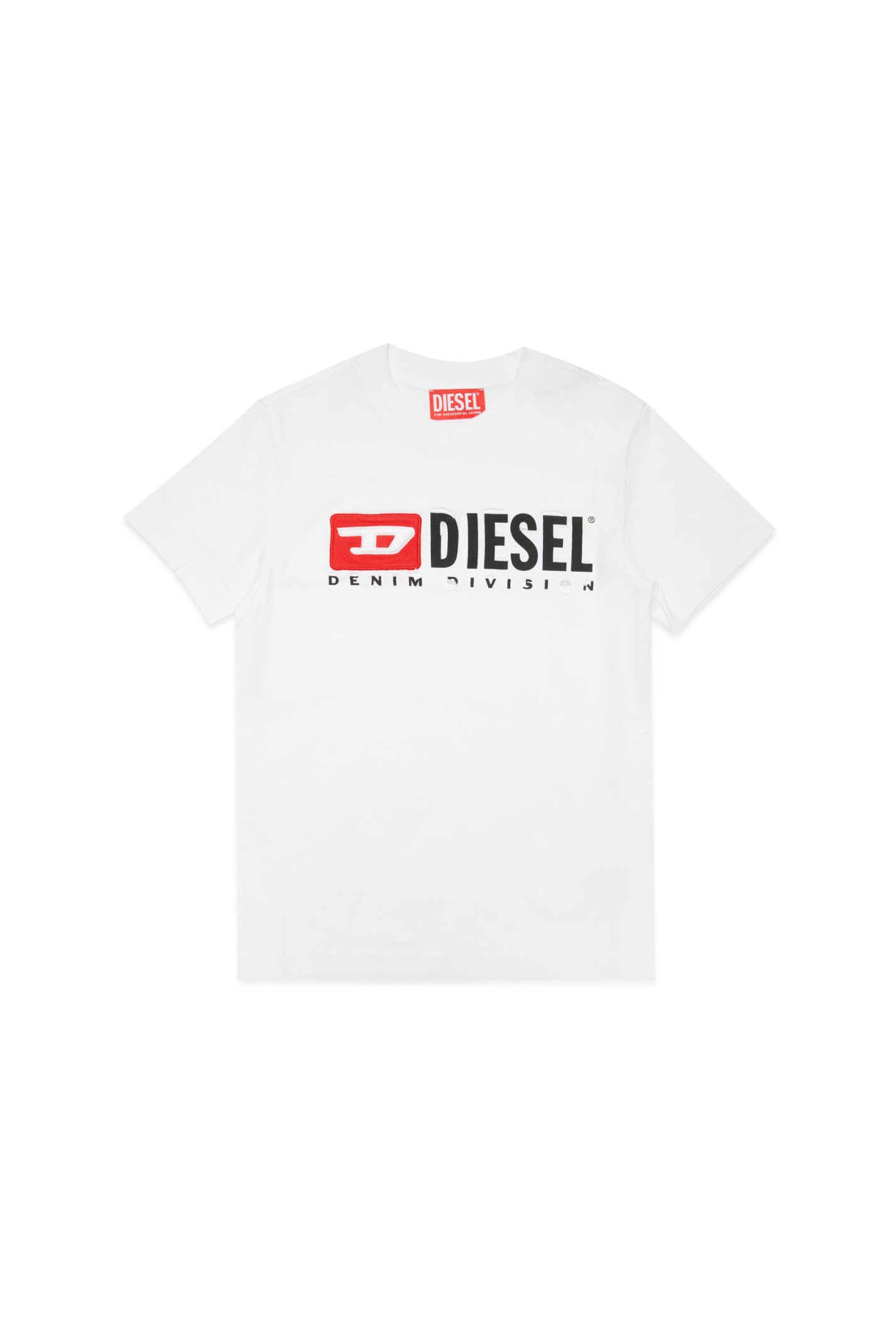 Diesel Kids' Tinydivstroyed T-shirt  T-shirt With Breaks And Logo In White