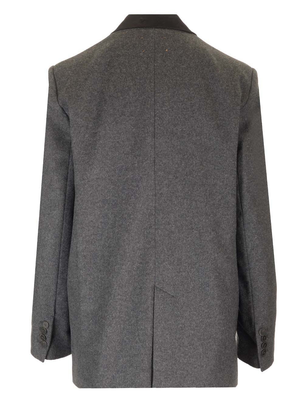 Shop Forte Forte Wool Cloth Jacket Contrasting Velvet Rever In Grey