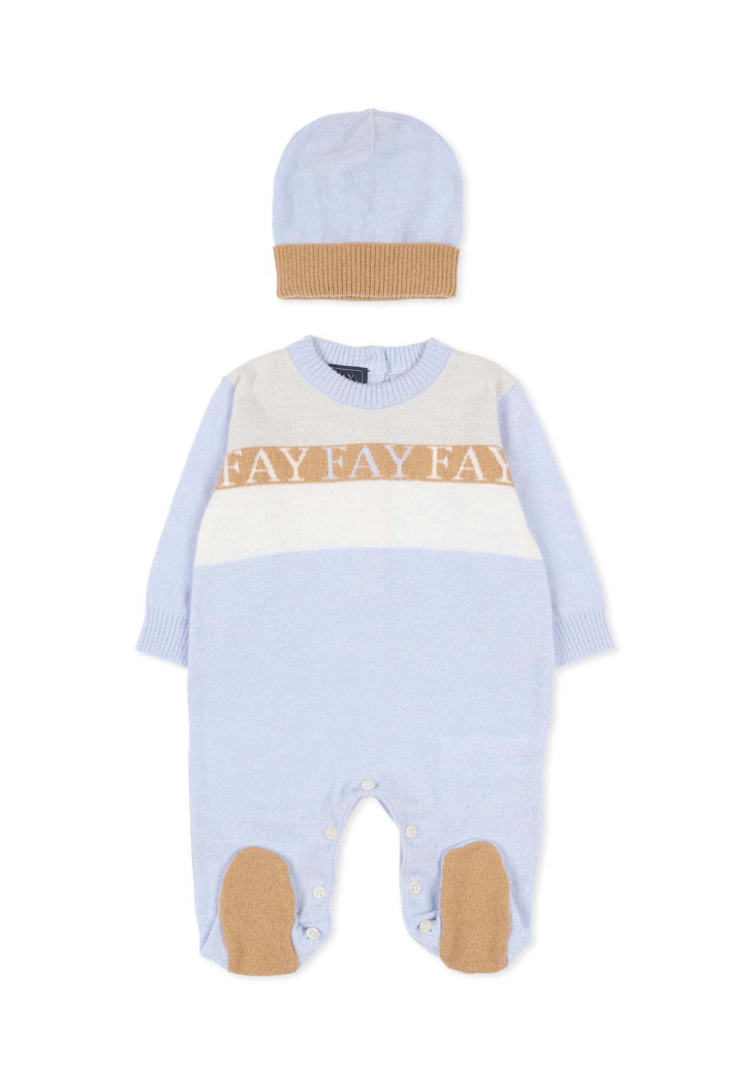 Fay Light Blue Set For Baby Boy With Logo In Blue