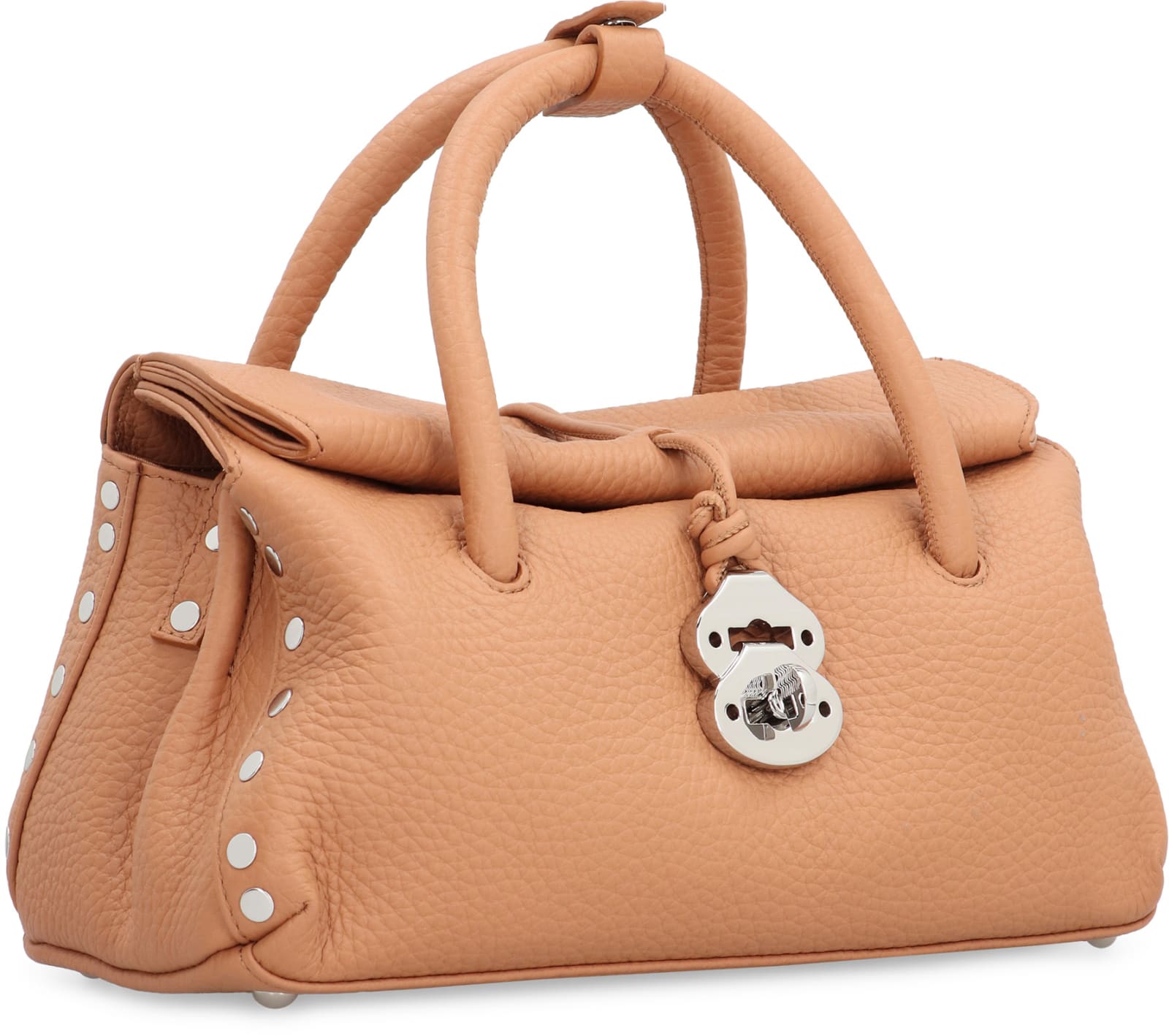 Zanellato Dotta Centauro S Hammered Leather Handbag With Shoulder Strap