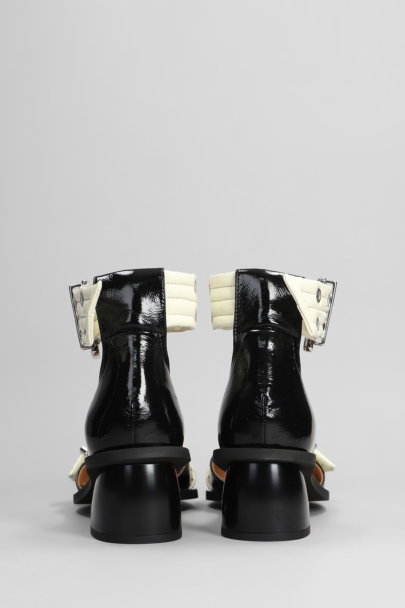 Ganni Sandals In Black Polyuretan In Black