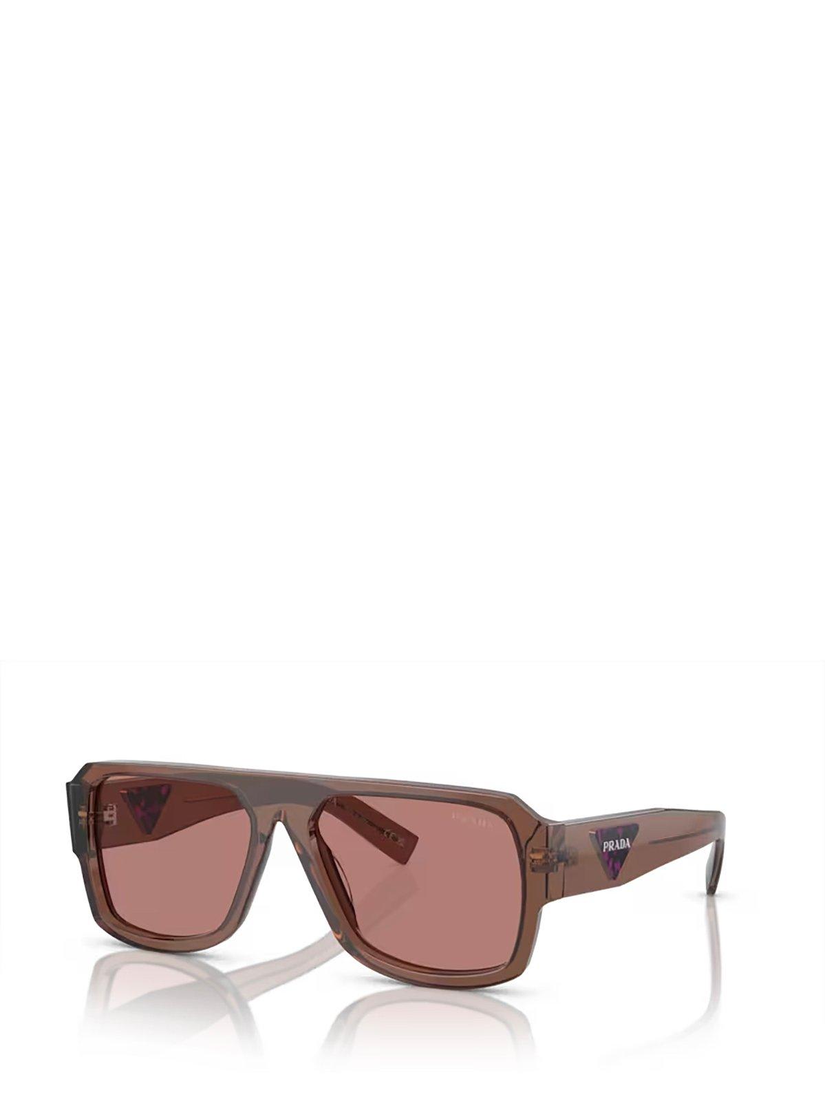 Shop Prada Rectangular Frame Sunglasses Sunglasses In 17o60b Transparent Brown