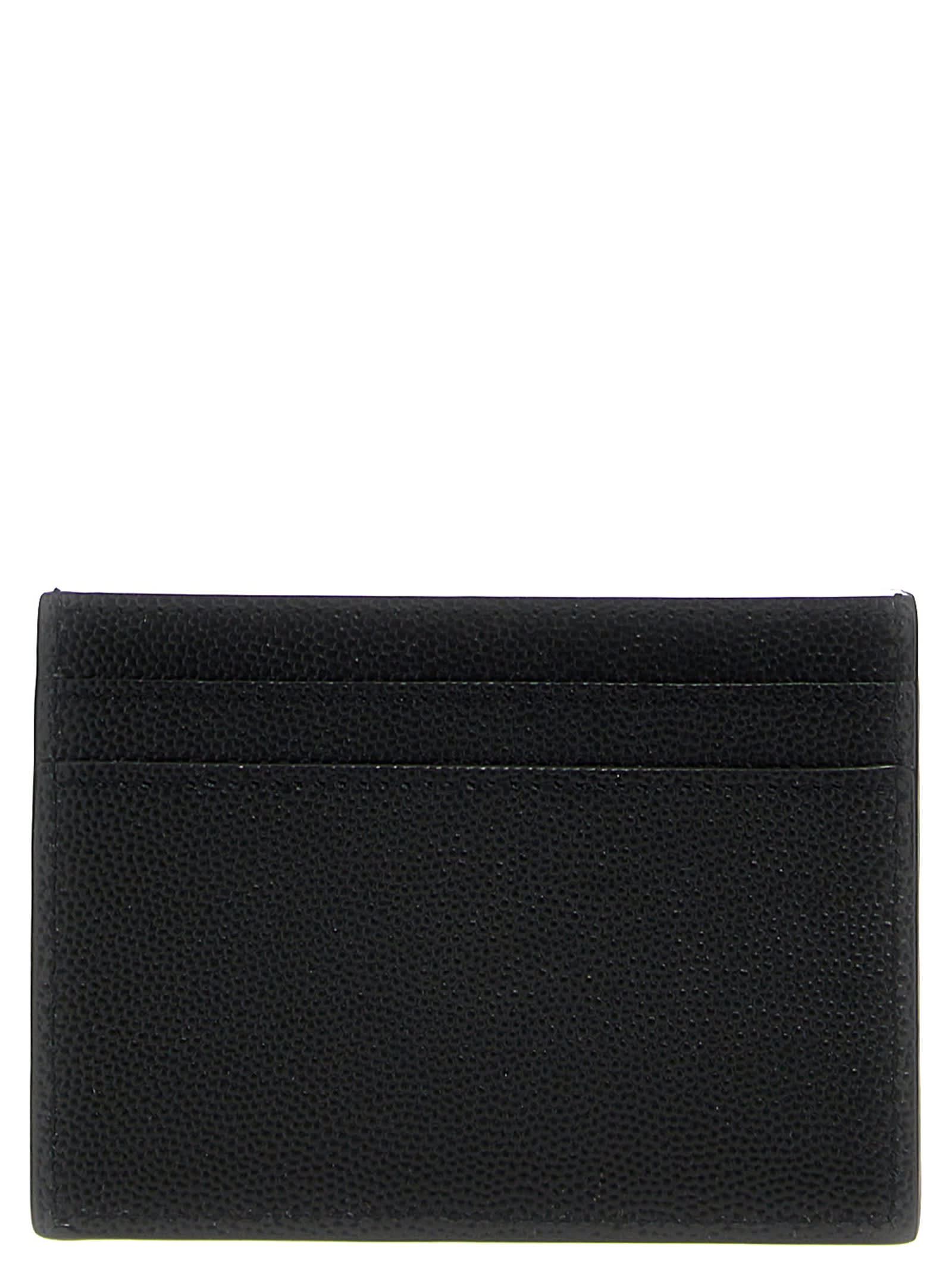 Saint Laurent Black Card-holder With Tonal Cassandre In Grain De Poudre Leather Man In Black