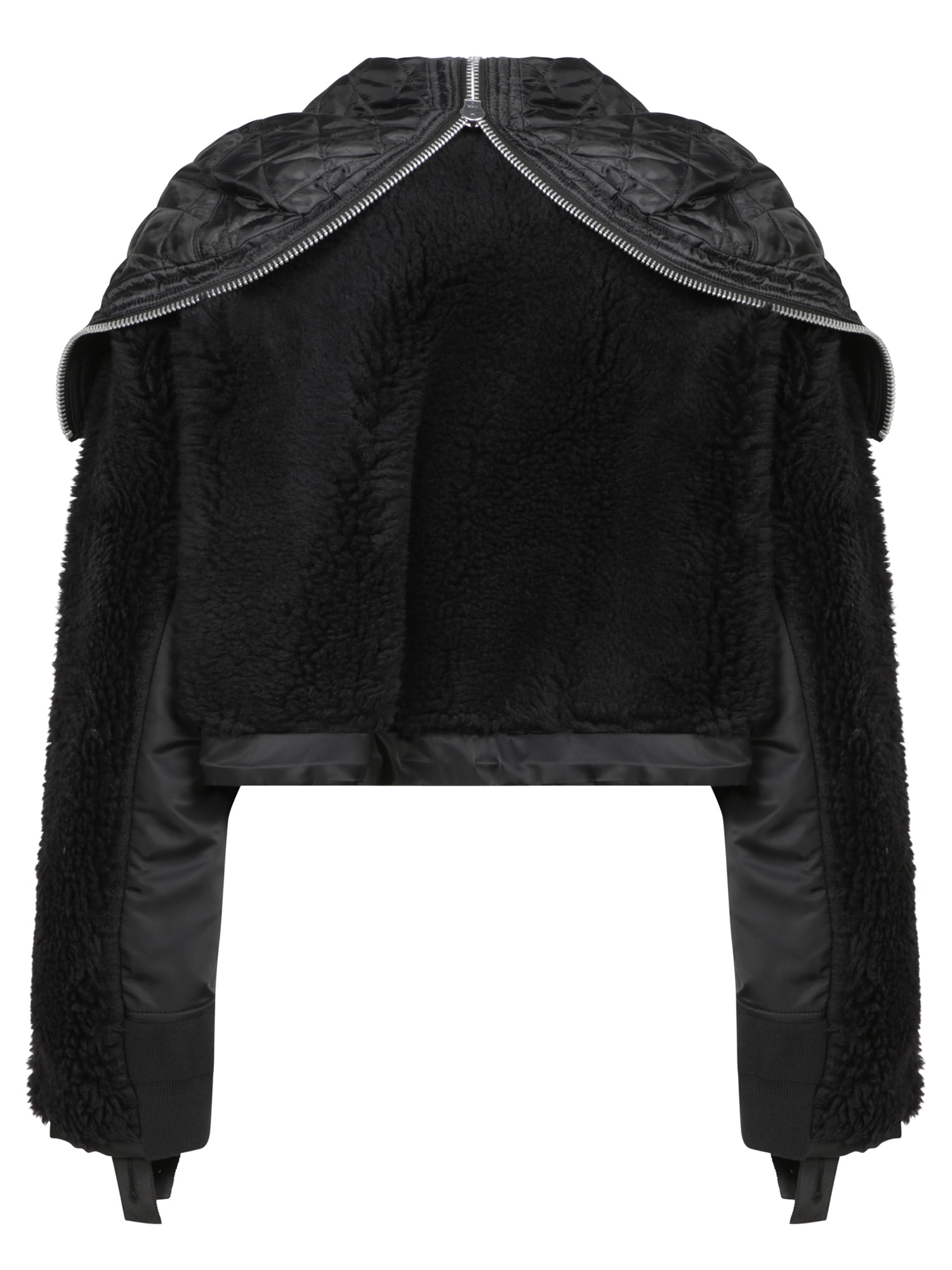 SACAI BLACK NYLON FAUX SHEARLING JACKET 