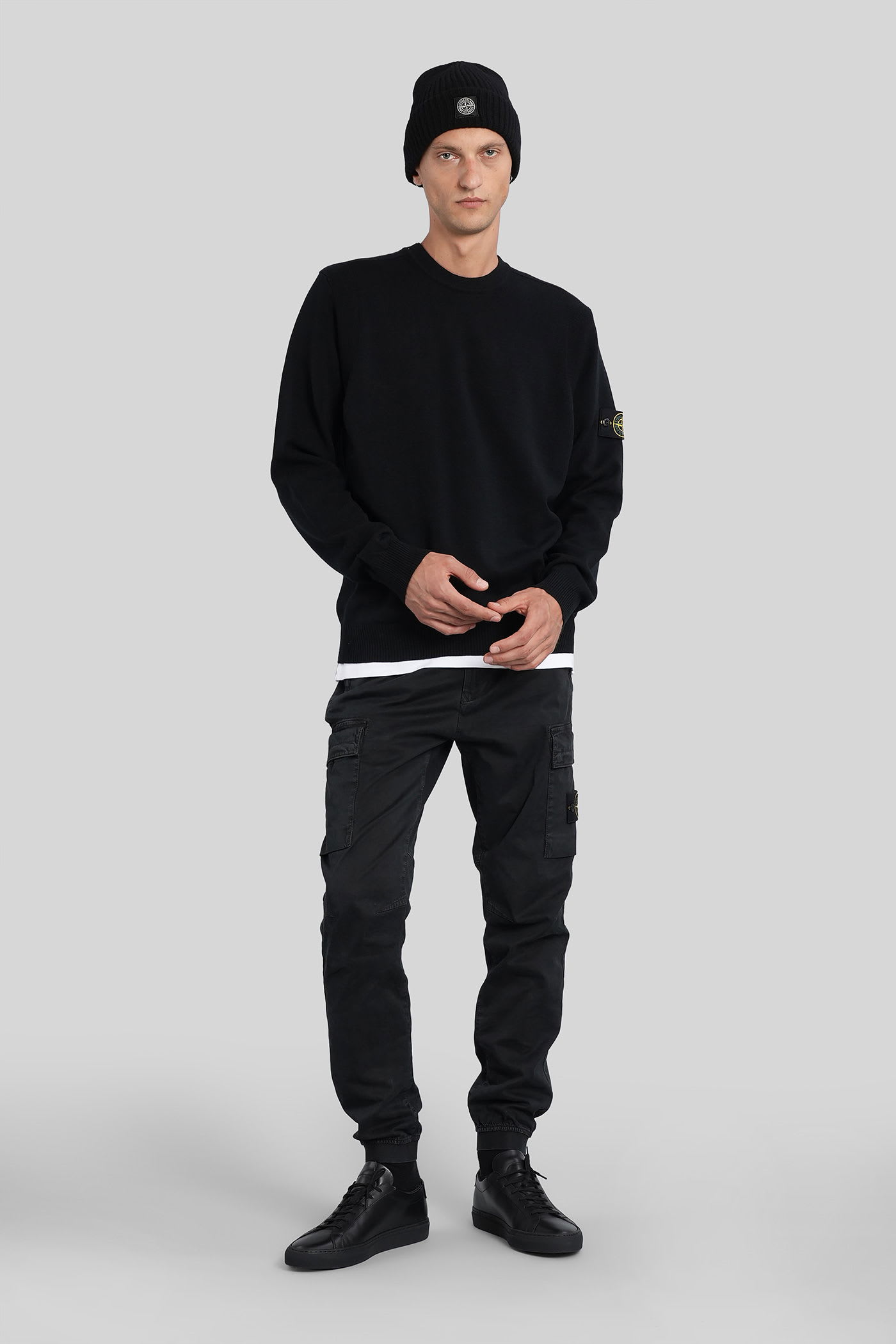 Stone Island Vanisé Brushed Heavy Cotton Sweatshirt In Black