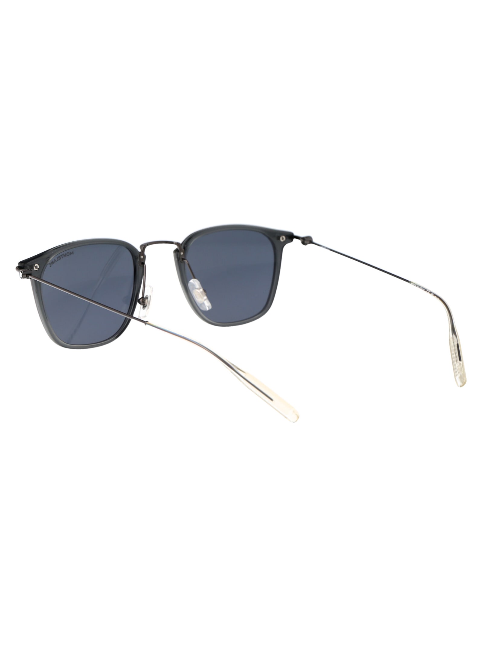 Shop Montblanc Mb0295s Sunglasses In 003 Grey Ruthenium Blue