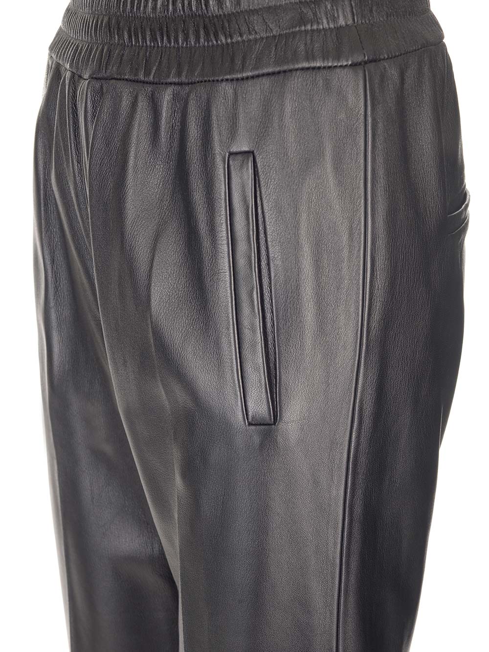 Shop Golden Goose Nappa Leather Jogger Pants In Black