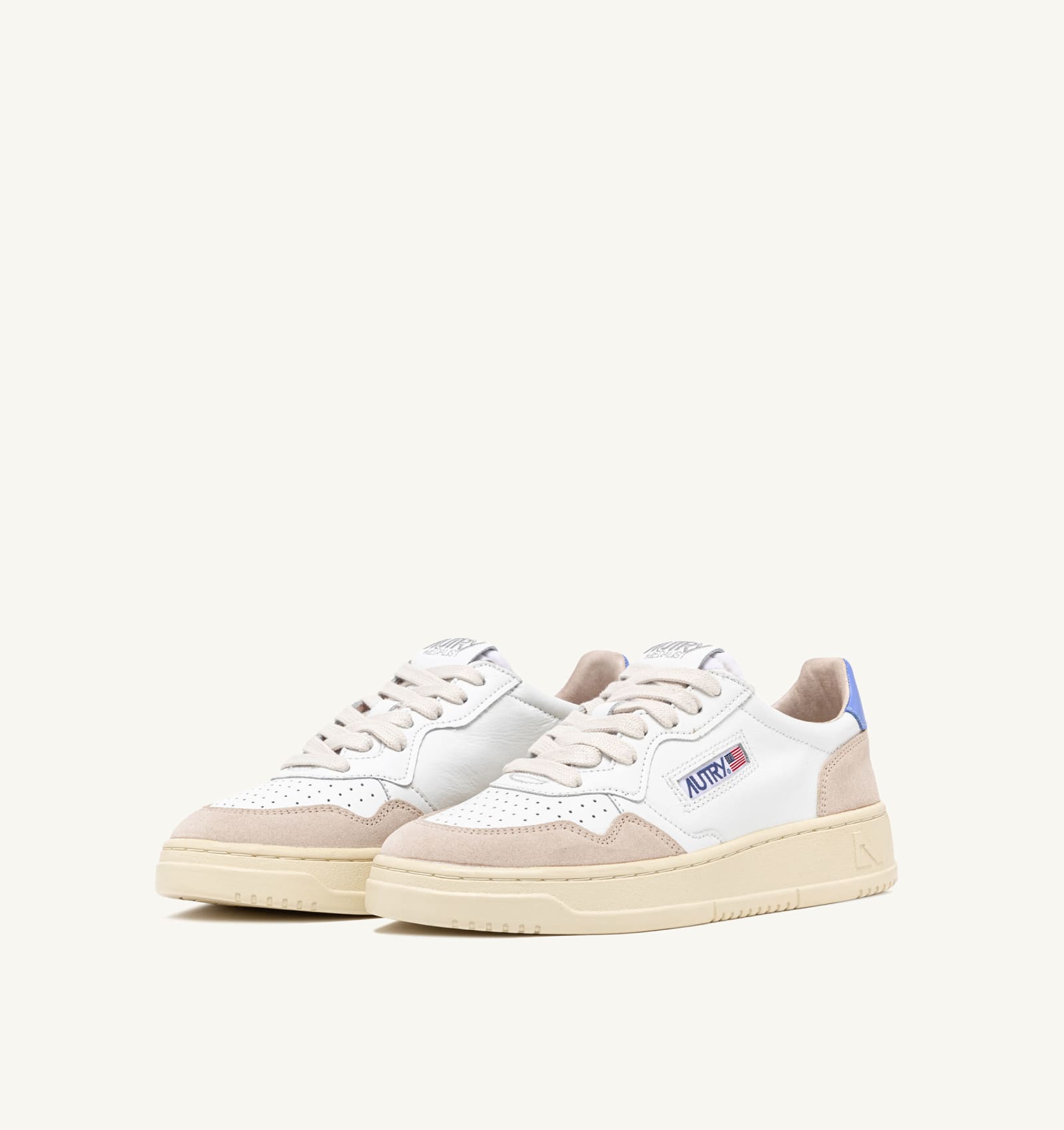 Shop Autry Medalist Low Leat Suede In White Vista