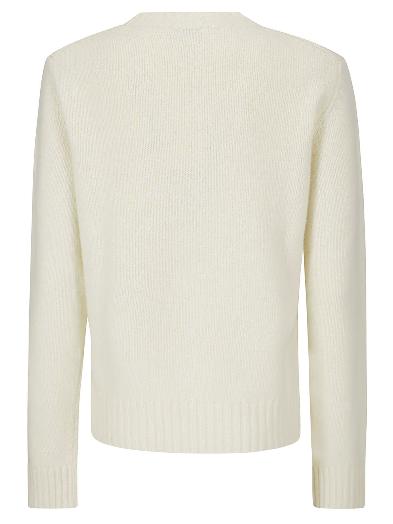 Shop Ganni Graphic Soft Wool Mix O-neck In Egret