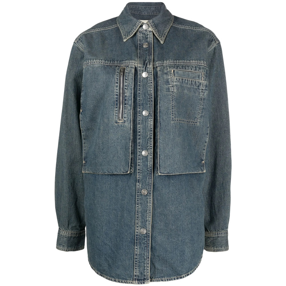 Isabel Marant Stonewashed Denim Overshirt In Blue