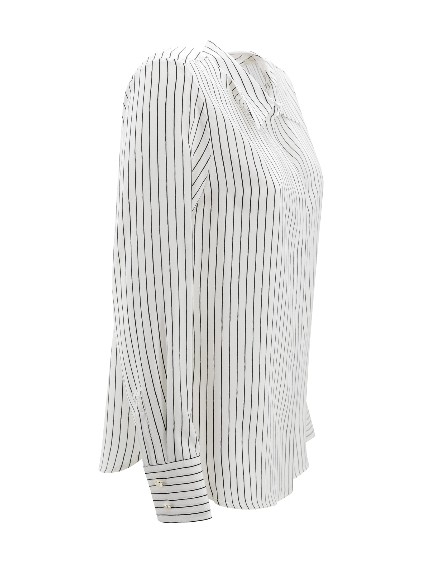 Max Mara Printed Crepe De Chine Shirt In Bianco