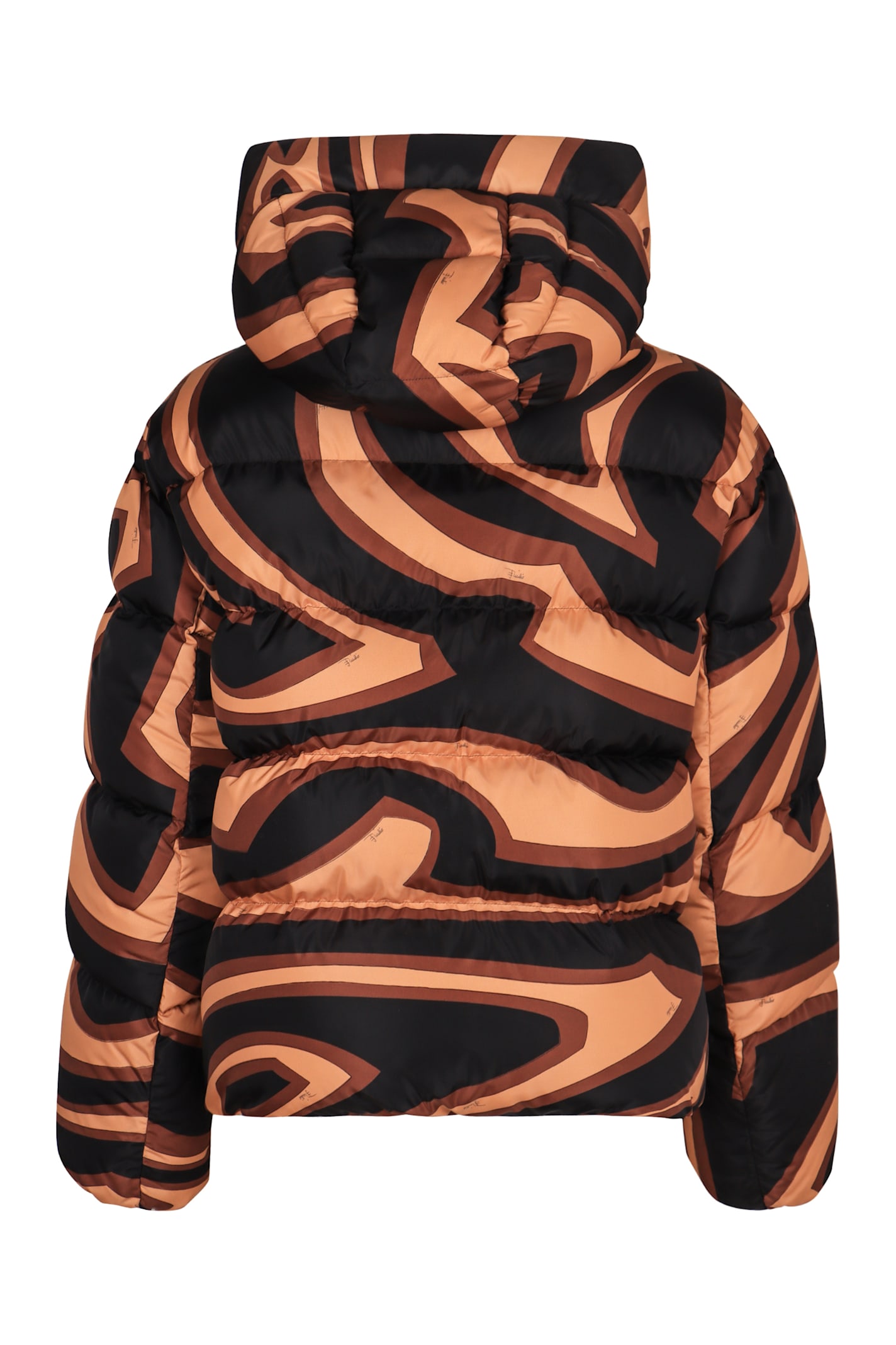 Pucci Hooded Down Jacket Featuring Bold Pattern In Multi