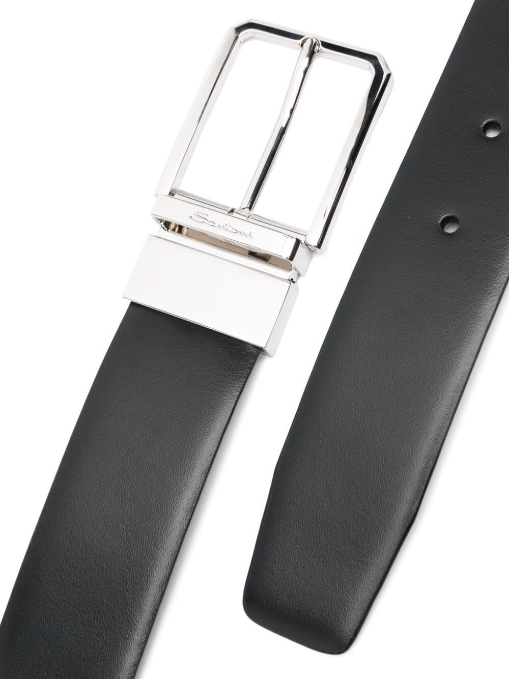 Shop Santoni Regular Belt In Black