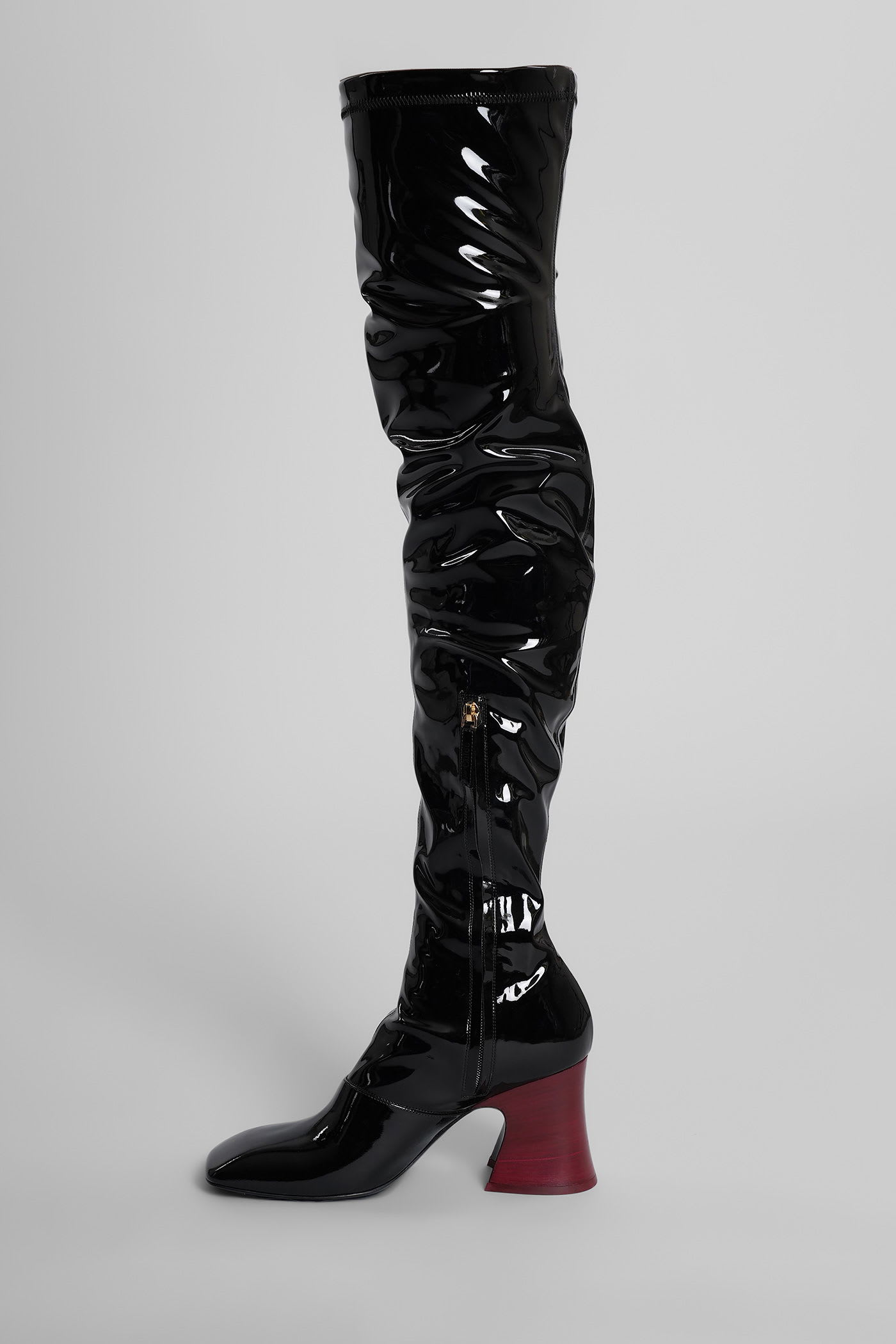 Chloé Janis High Heels Boots In Black Patent Leather In Black