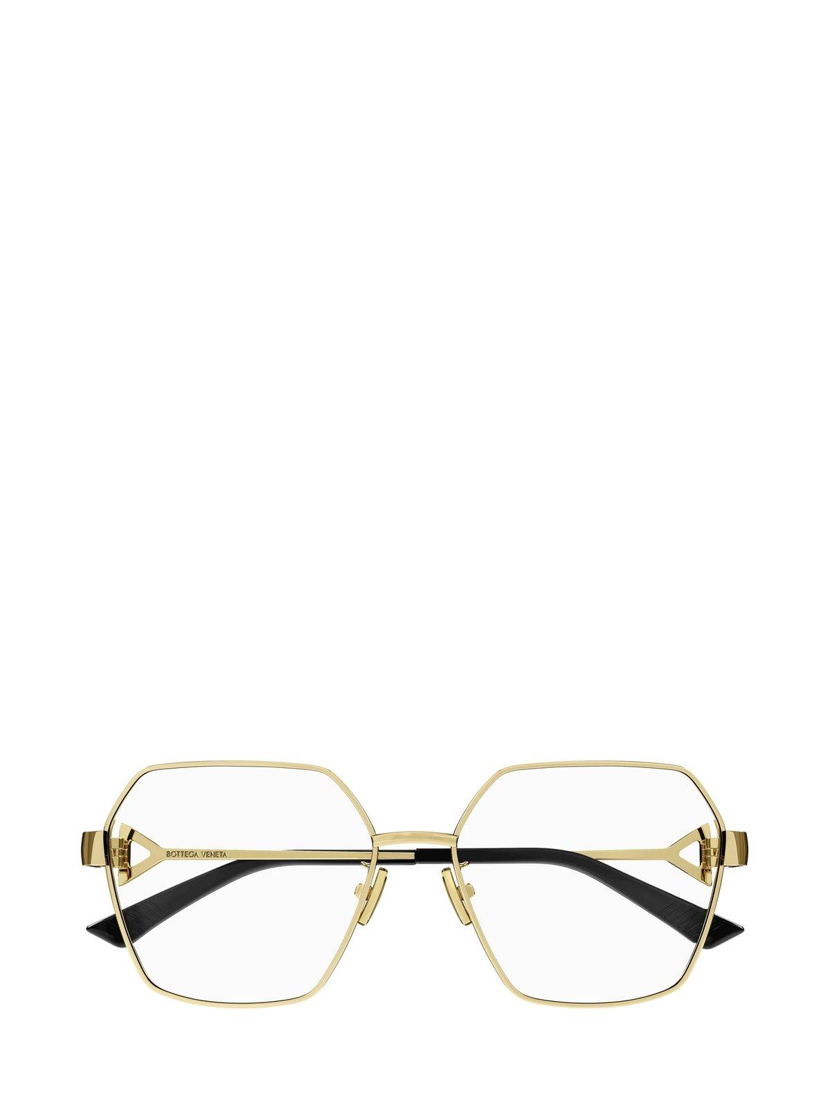 Shop Bottega Veneta Geometric Frame Glasses In 002 Gold Gold Transparent