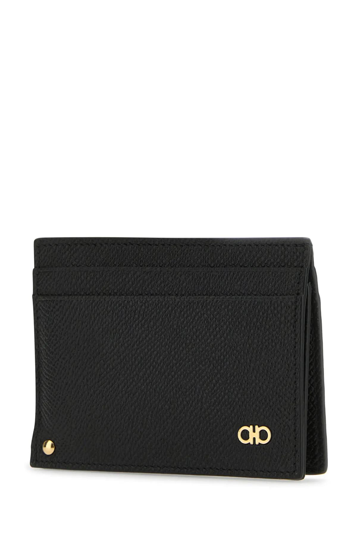 Shop Ferragamo Black Leather Card Holder In Nero