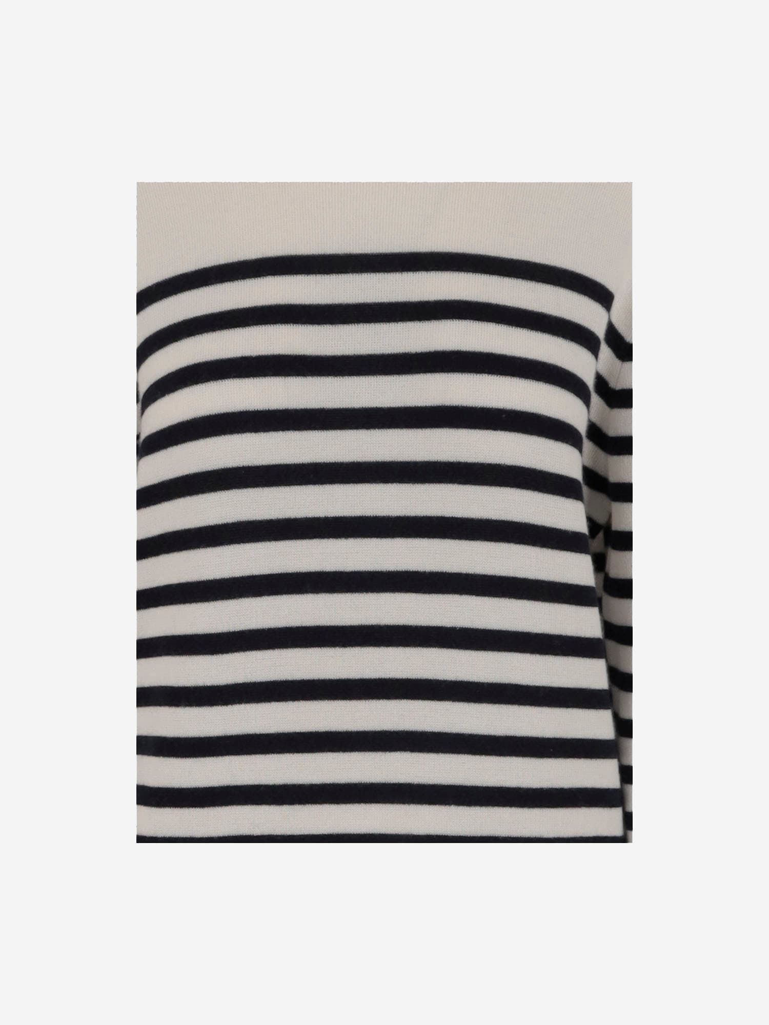 Khaite And Navy Blue Striped Merino Wool Sweater In Ivory