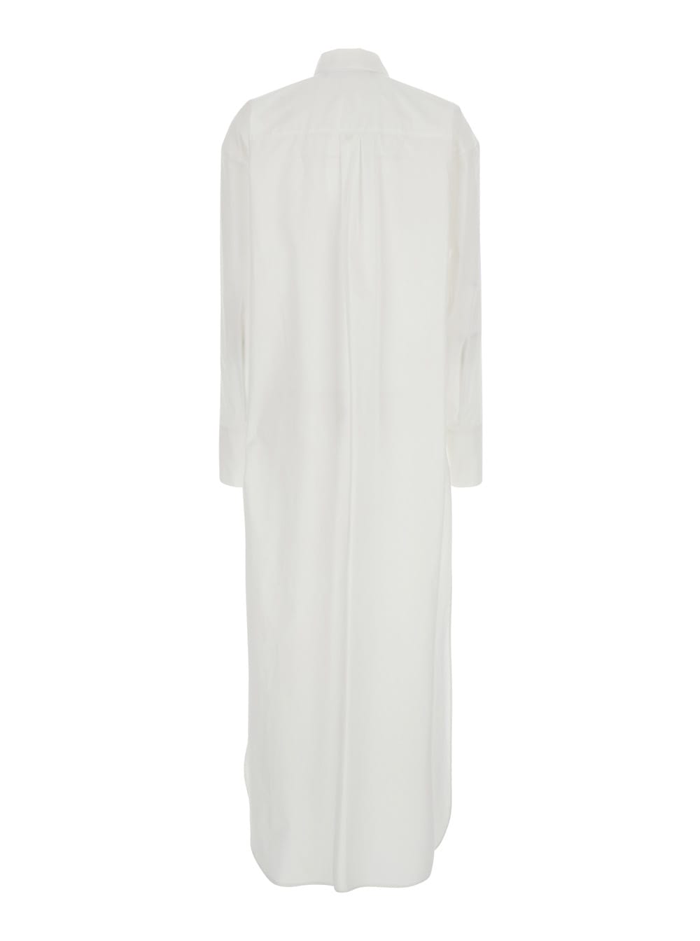Shop Federica Tosi White Long Shirt With Pointed Collar And Metallic Details On The Cuffs In Fabric Woman