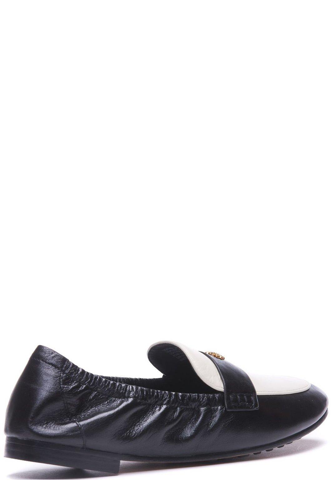 Shop Tory Burch Logo Plaque Color-block Loafers In Black
