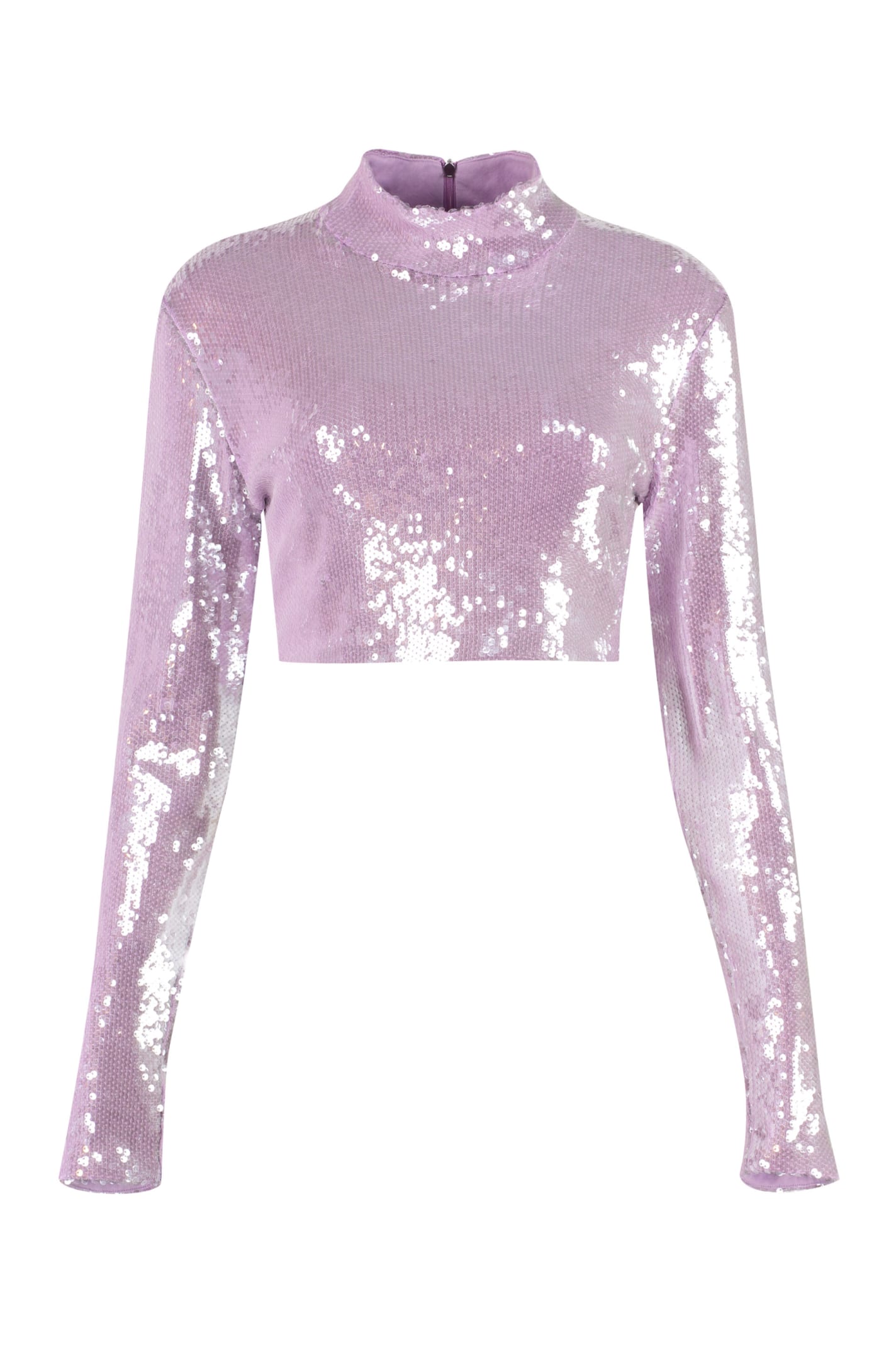 Shop Rotate Birger Christensen Long Sleeve Sequin Top In Lilac