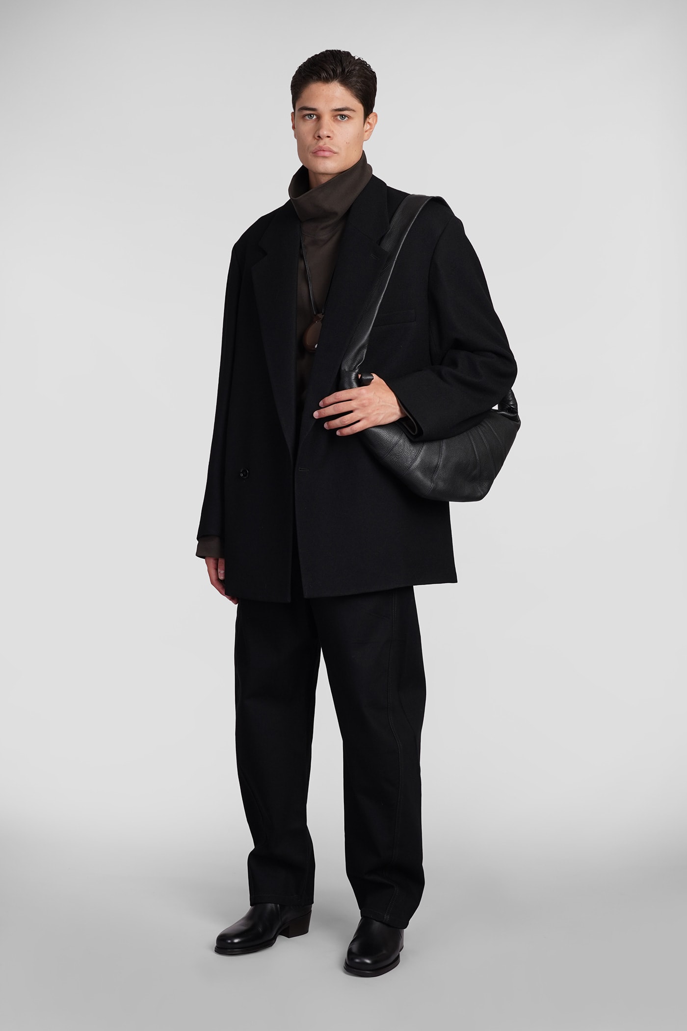 Shop Lemaire Coat In Black Wool