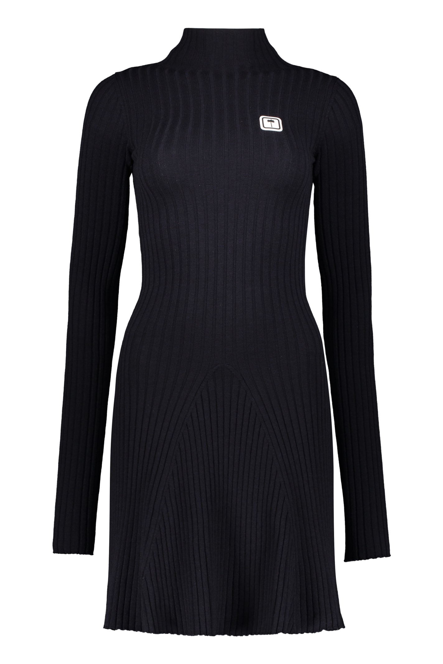 Shop Palm Angels Ribbed Knit Dress In Blue