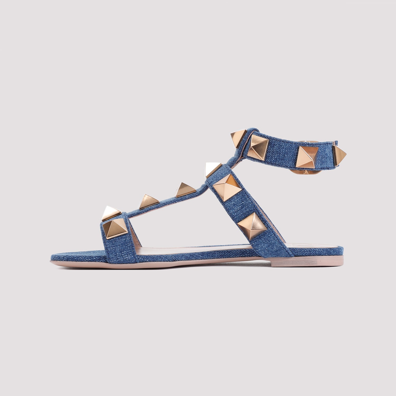 Shop Valentino Cotton Sandals In Denim