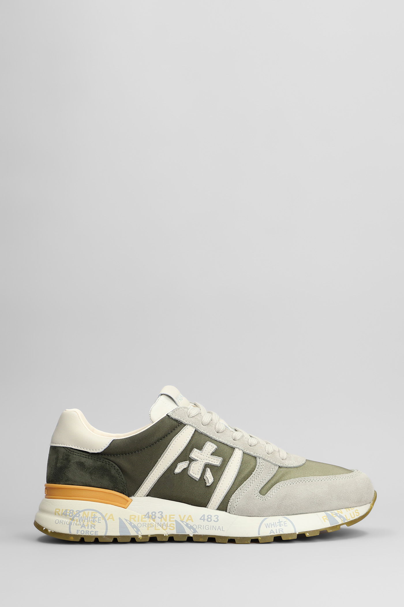 Lander Sneakers In Green Suede And Fabric