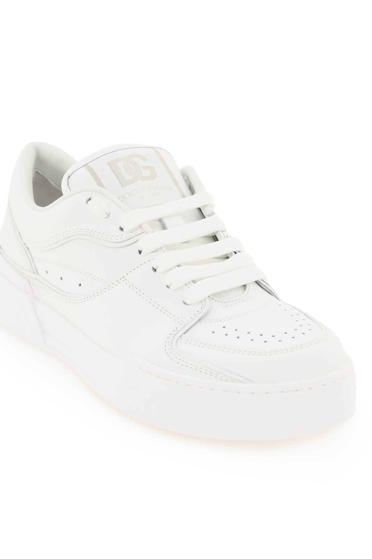 Shop Dolce & Gabbana New Roma Leather Sneakers In Bianco Bianco