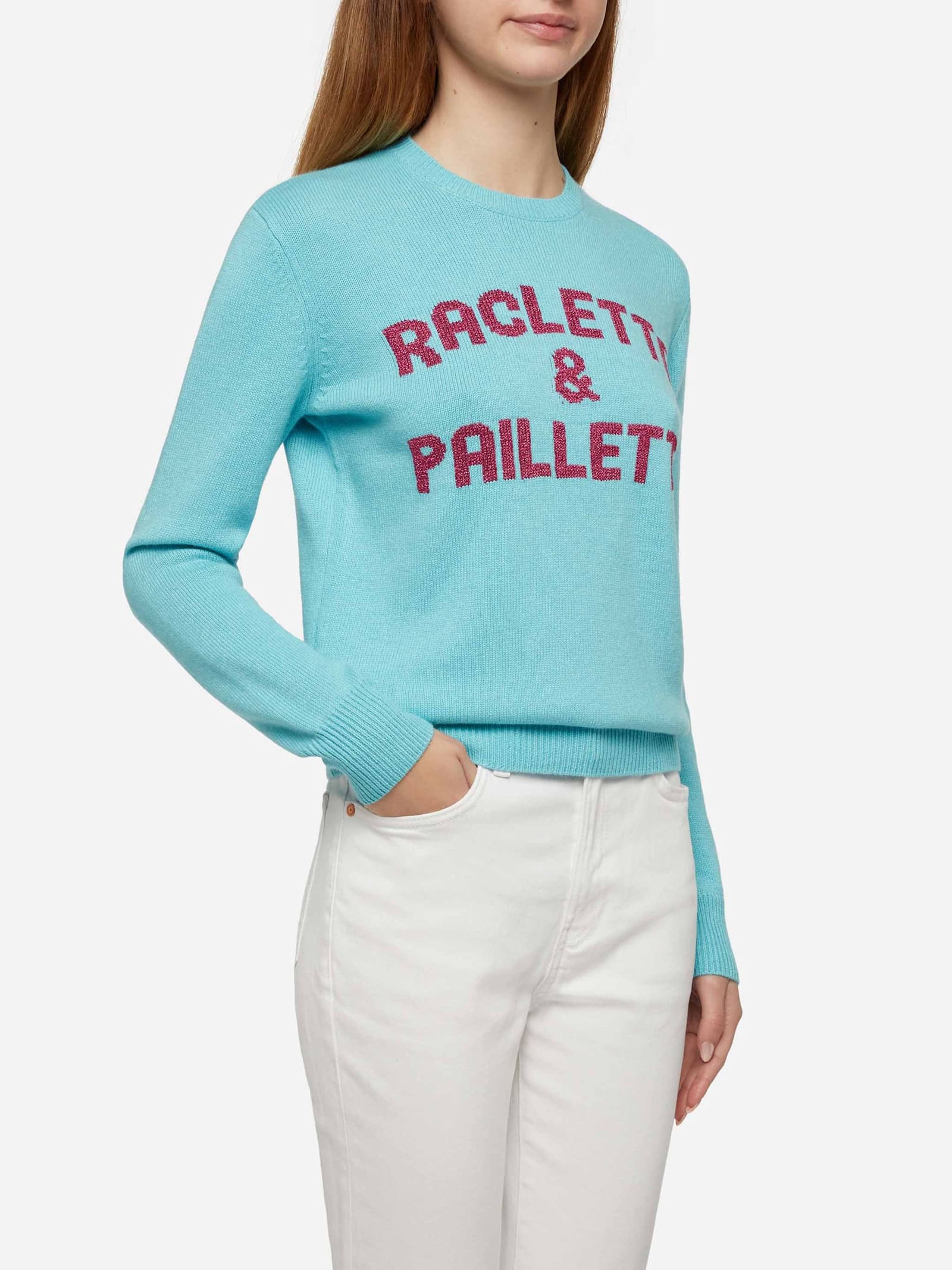 Water Green Sweater New Queen With Raclette 
Paillettes Sequins Lettering