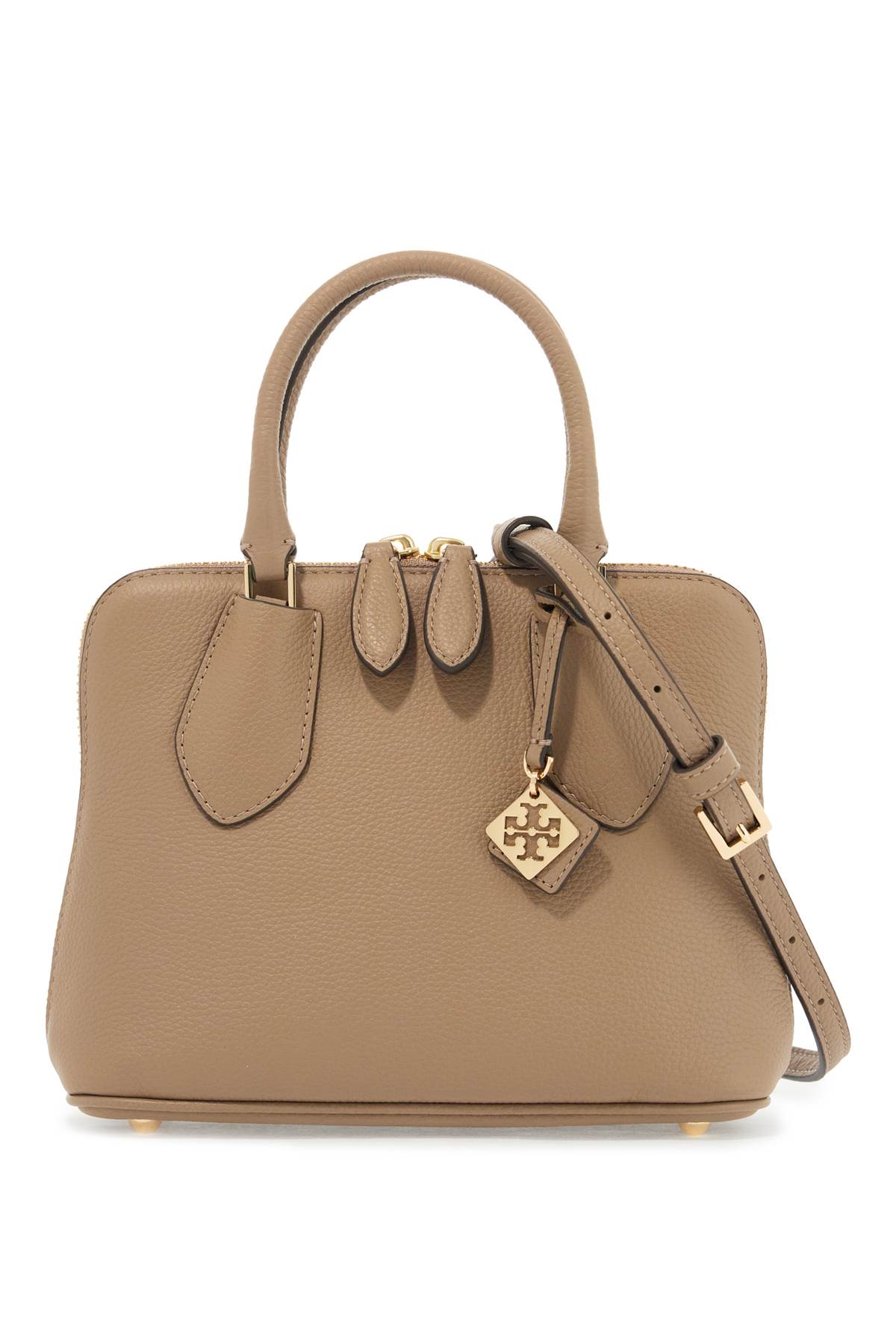 Tory Burch Mini Swing T Monogram Bag Baulet In Taupe Oak (brown)