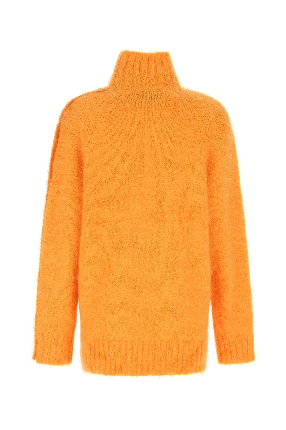 Rotate Birger Christensen Orange Mohair Blend Oversize Sweater In 151160tcx
