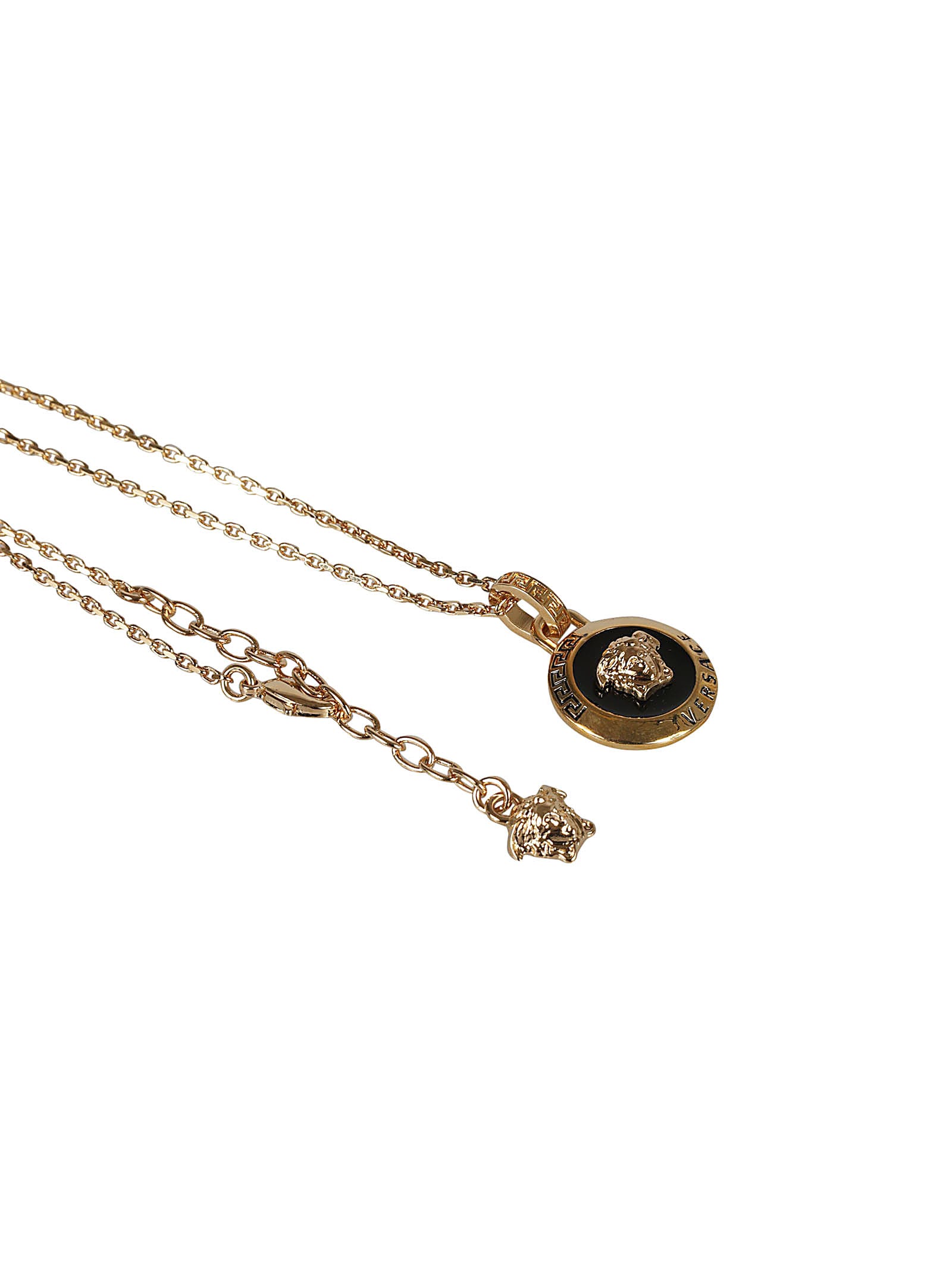 Shop Versace Medusa Logo Necklace In Gold/black