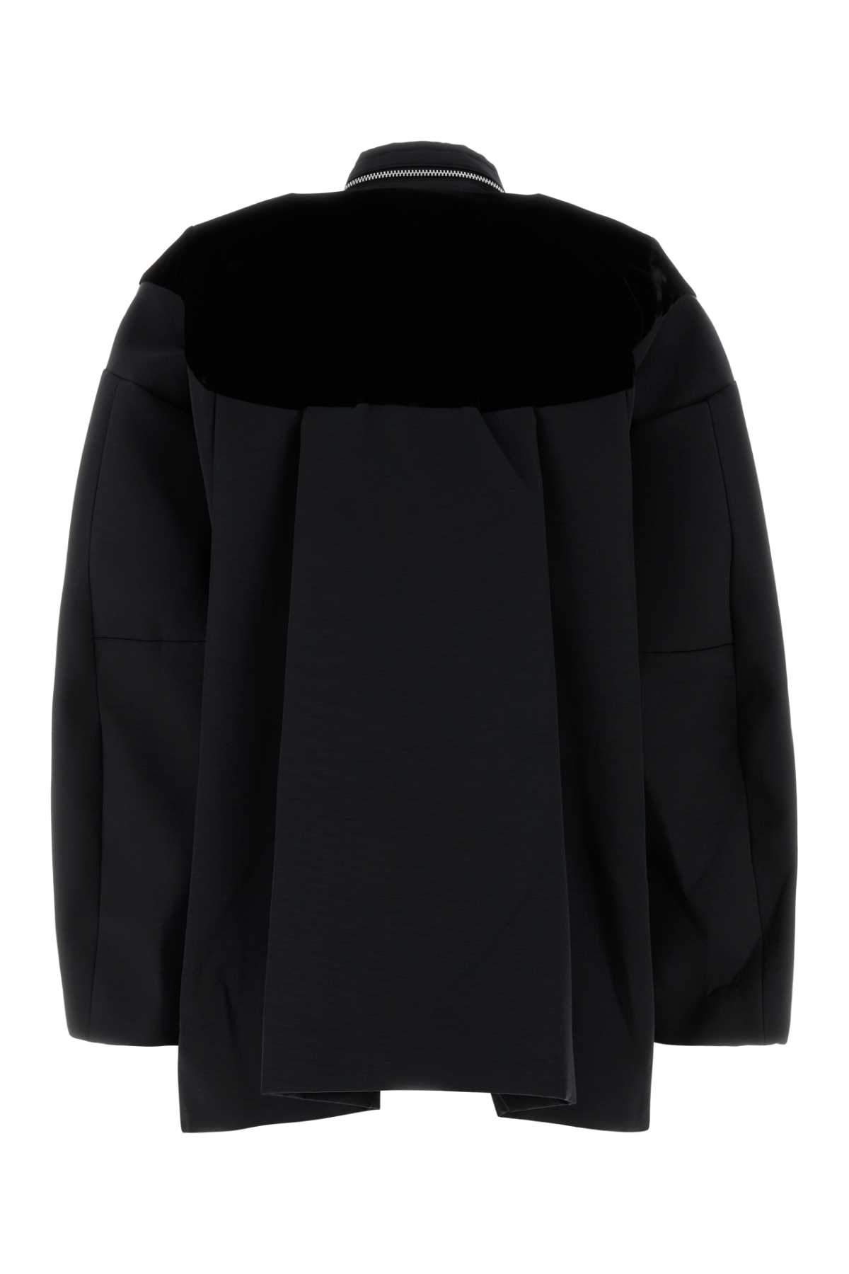 Sacai Pocket-detailed Velvet Panel Jacket In Black