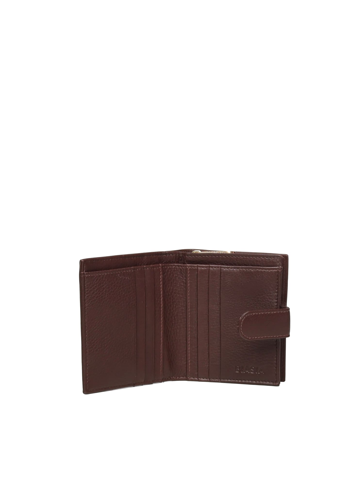 Biasia Leather Wallet With Logo In Brown