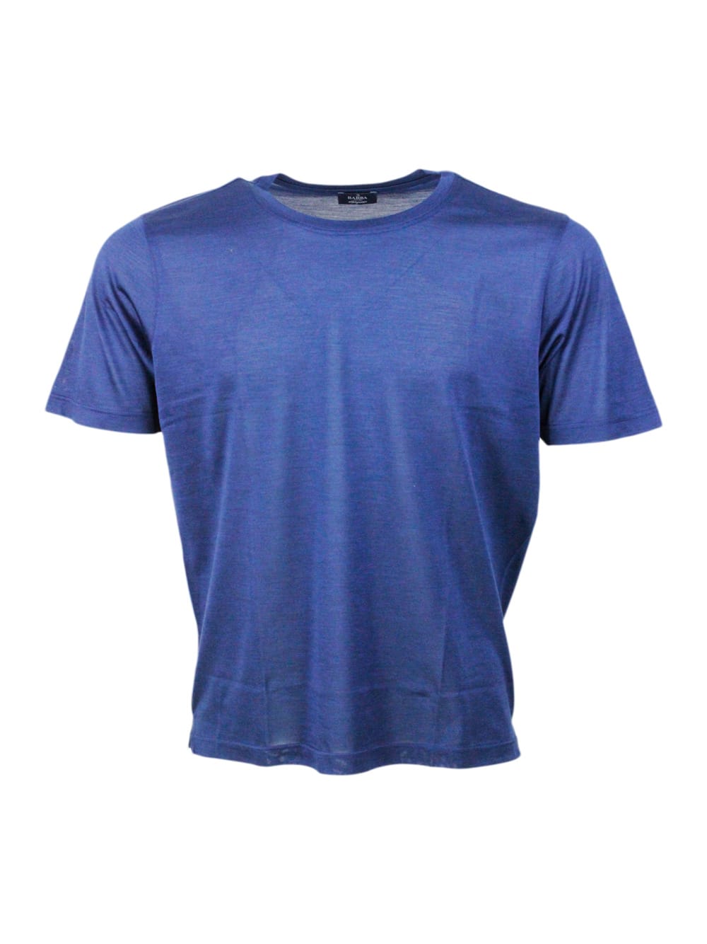 Short-sleeved Crew-neck T-shirt In 100% Luxury Silk With Vents At The Bottom