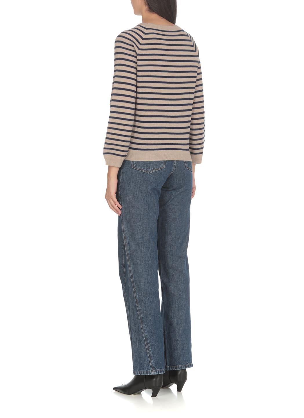 Apc Regular Fit Striped Round Neckline Sweater In Beige