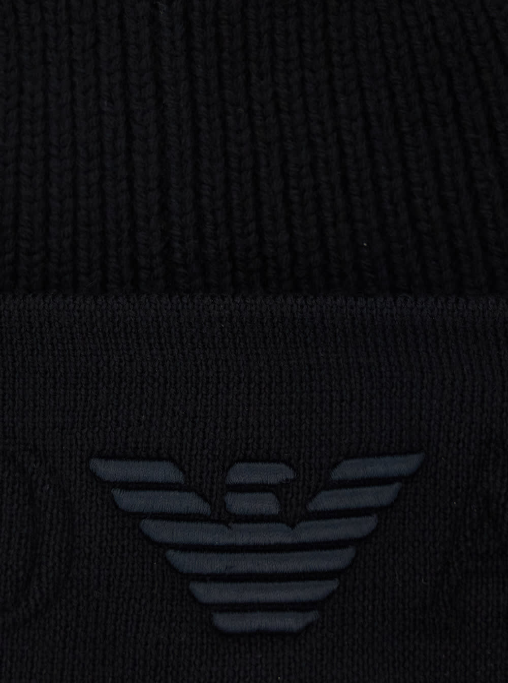 Emporio Armani Logo-embroidered Ribbed Beanie In Black