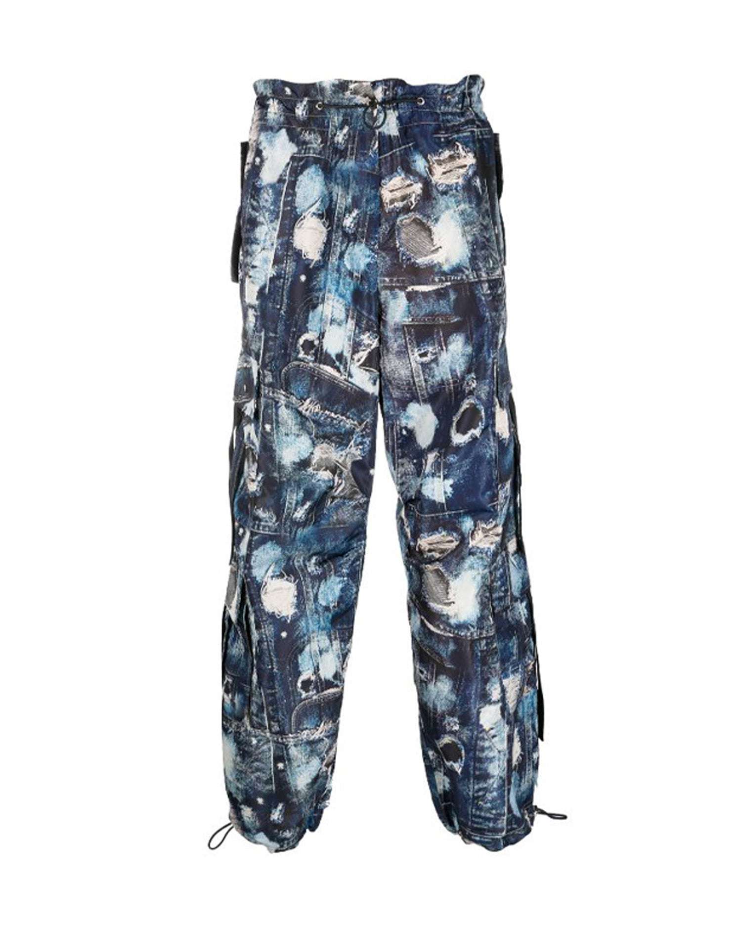 Shop John Richmond Cargo Trousers With Iconic Pattern In Fantasia Denim
