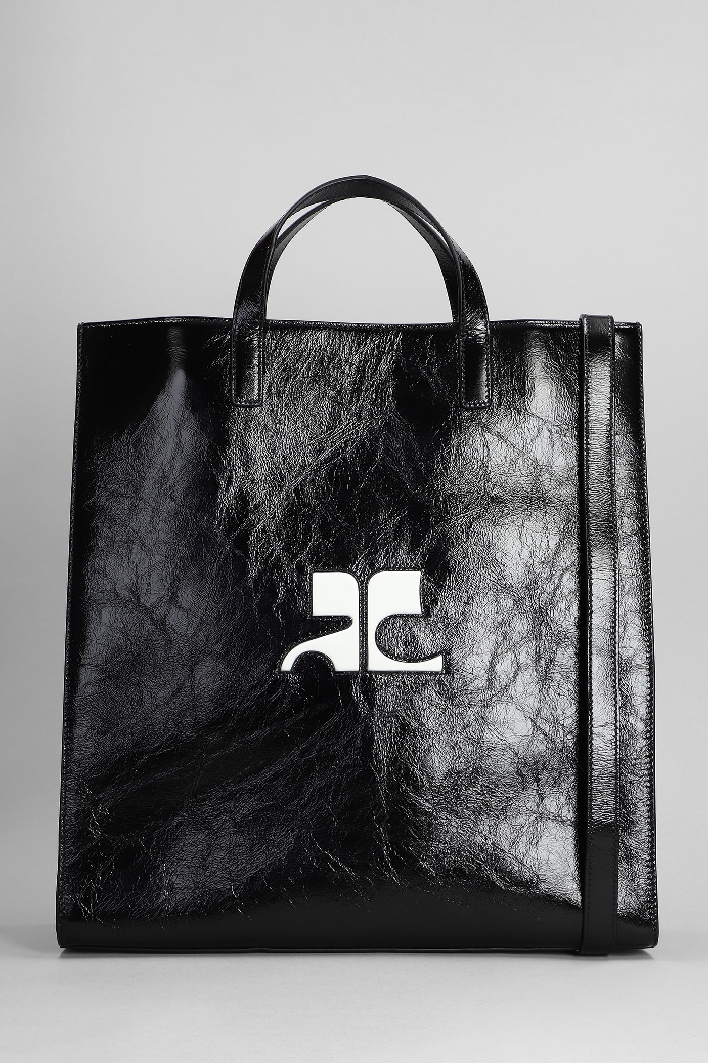 Courrèges Black Leather Heritage Shopping Bag