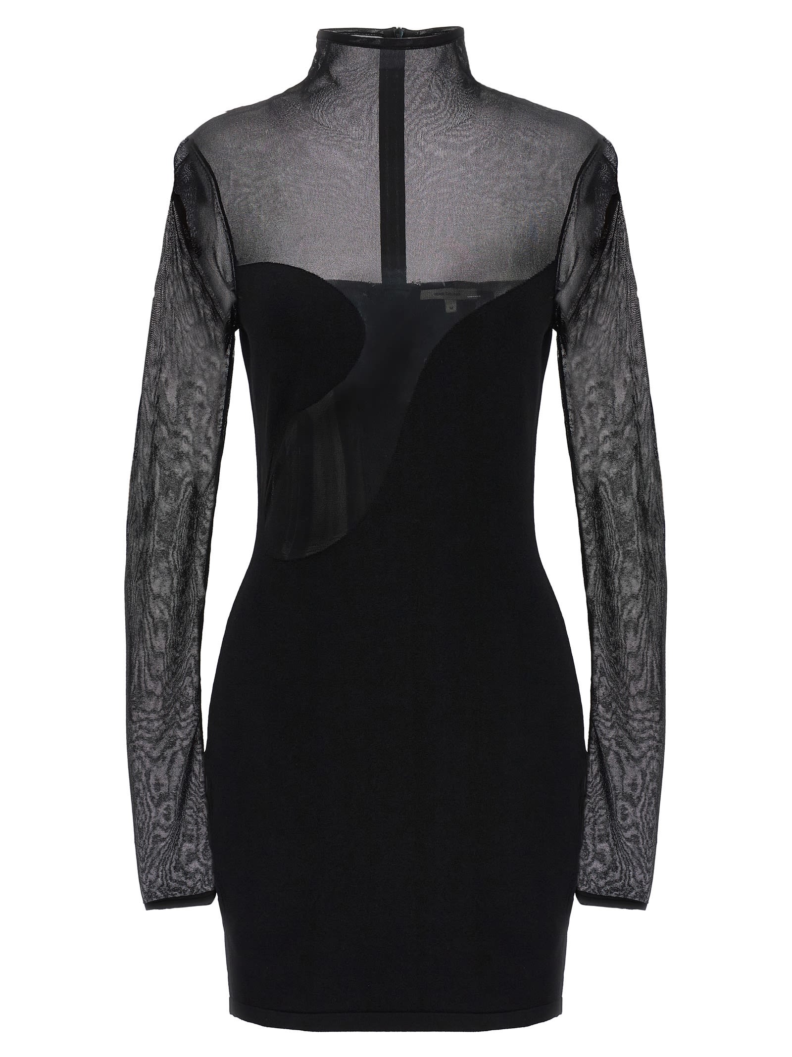 Shop Nensi Dojaka Fitted Semisheer Dress In Black