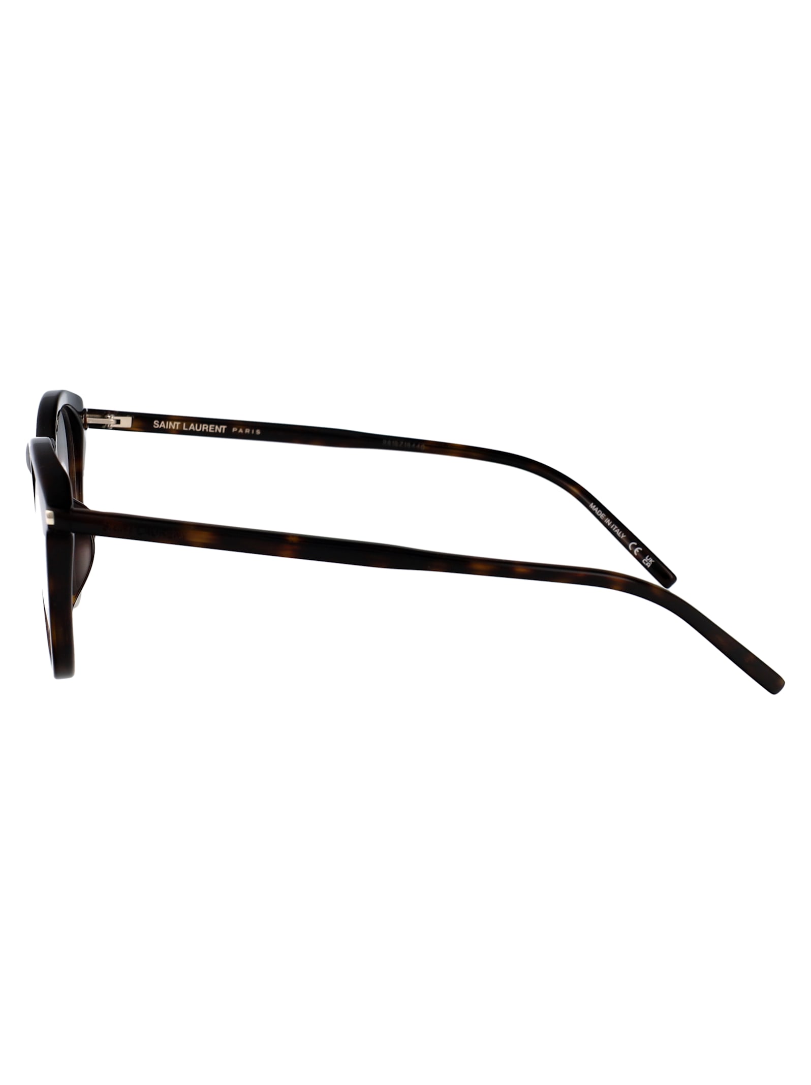 Saint Laurent Havana-havana-transparent Recycled Acetate Glasses In Transparent
