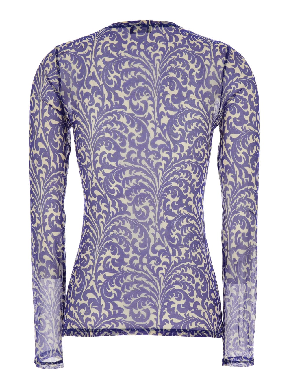 Etro Blue Top With Front Detail Snd Semi-transparent Design