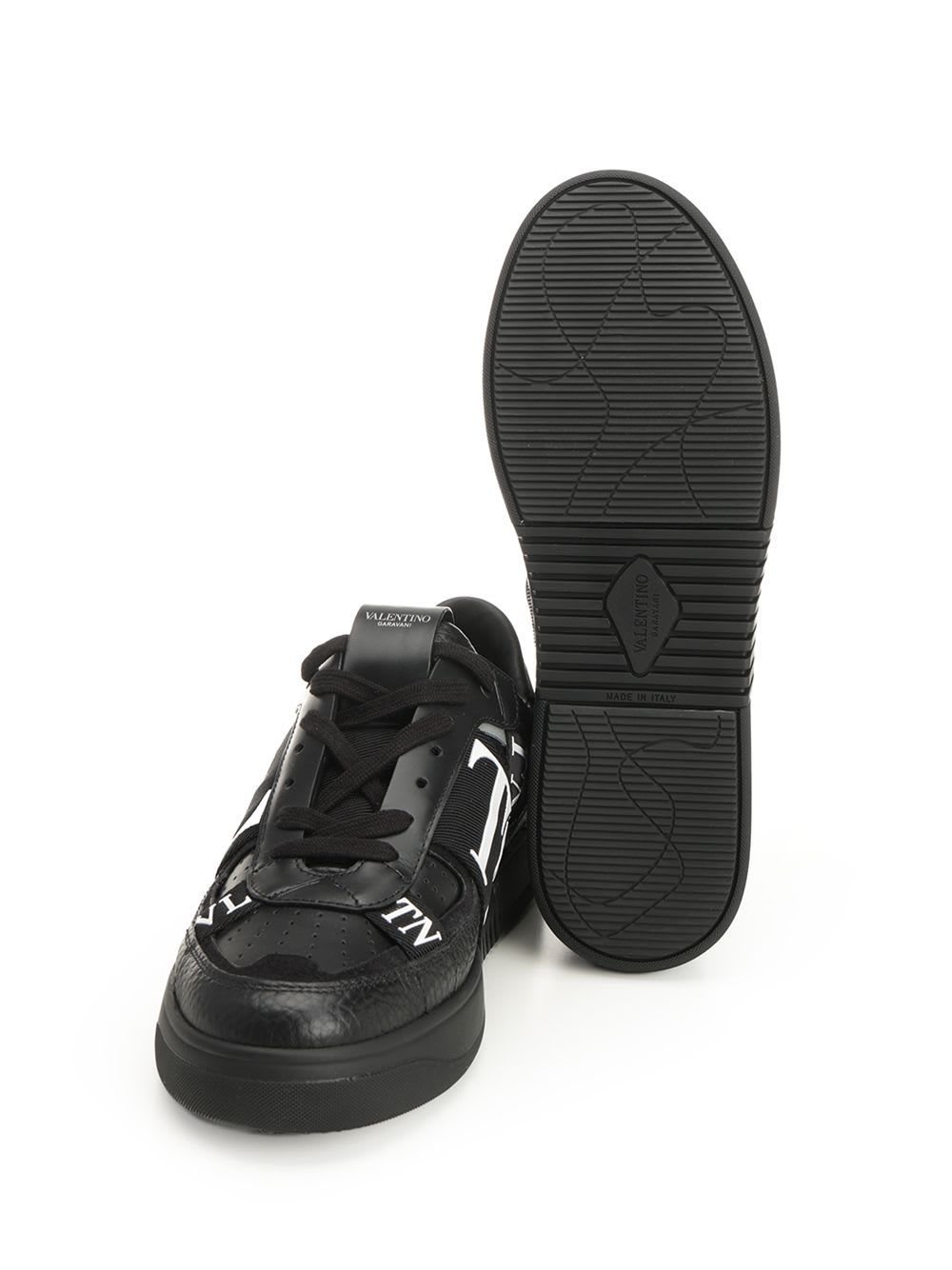 Valentino Leather Sneakers In Black