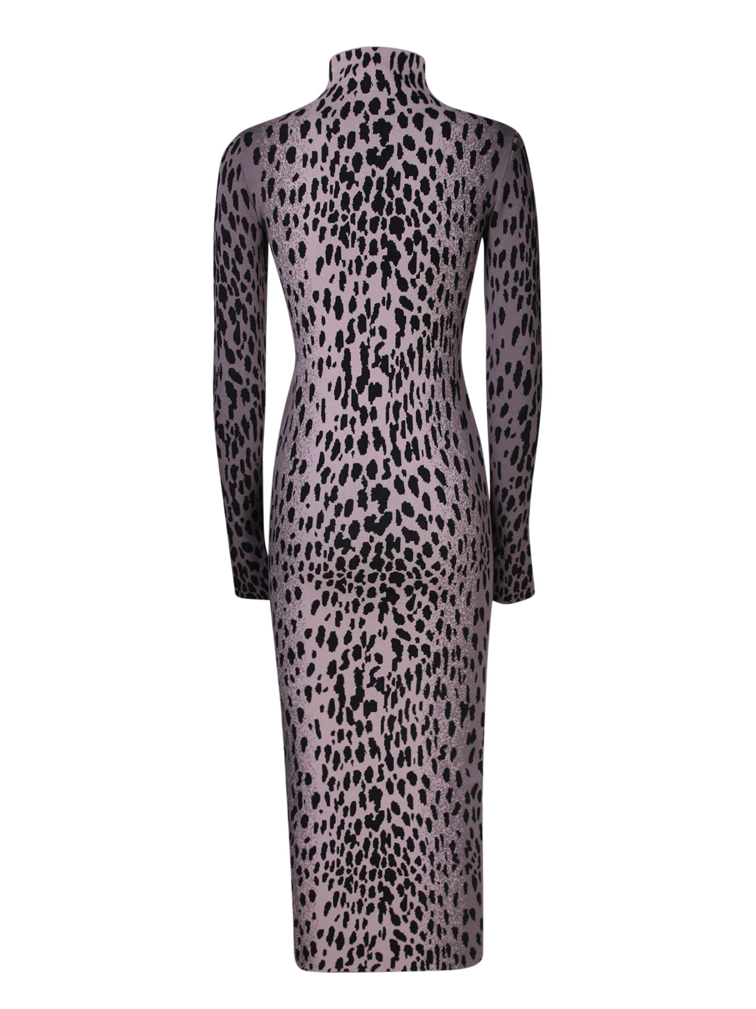 Shop Ssheena Long Leopard Knit Dress Lilac And Black In Multi