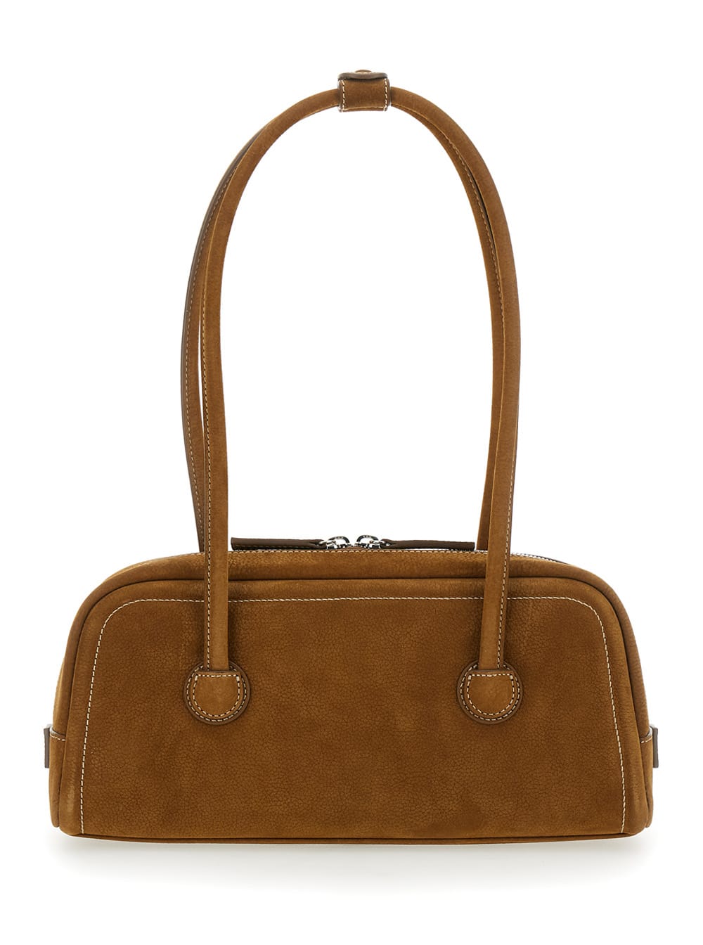 MARGE SHERWOOD BROWN SHOULDER BAG WITH LOGO LETTERING ON THE FRONT IN SOFT LEATHER WOMAN 